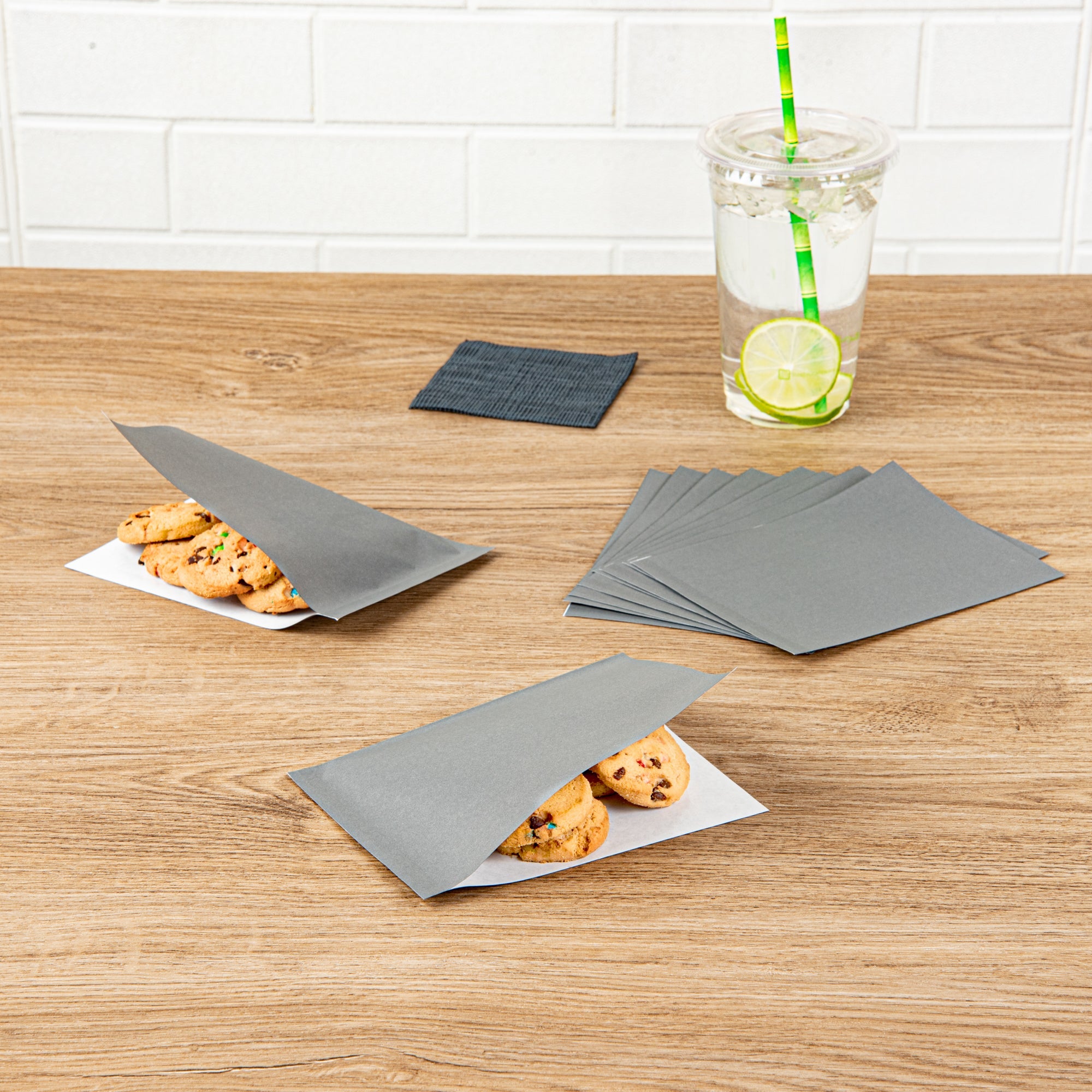 Bag Tek Gray Paper Small Double Open Bag - Greaseproof - 6 1/4" x 4 3/4" - 100 count box