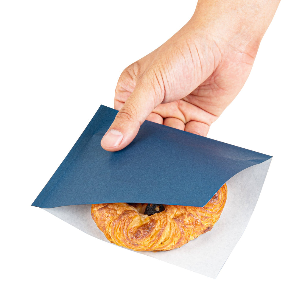 Bag Tek Midnight Blue Paper Small Double Open Bag - Greaseproof - 6 1/4" x 4 3/4" - 100 count box