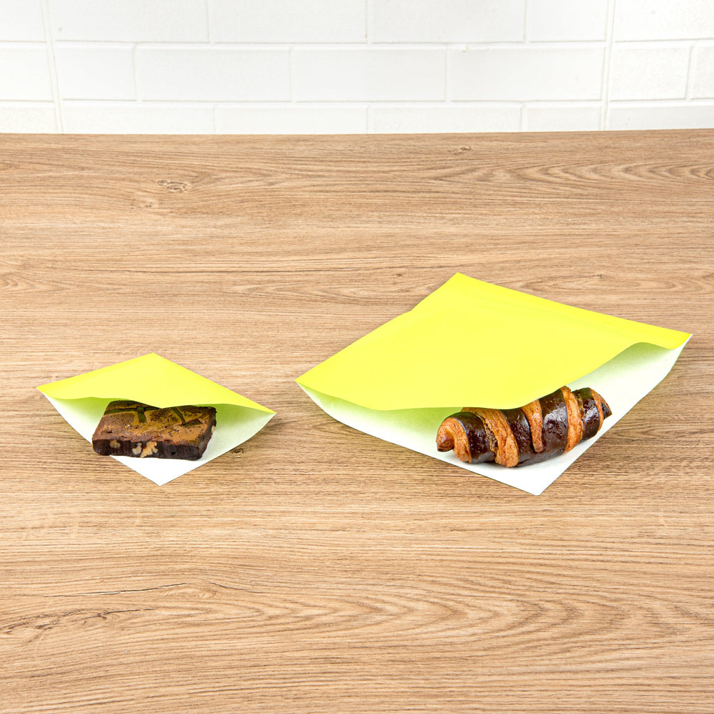 Bag Tek Eco Green Paper Large Double Open Bag - Greaseproof - 10" x 9" - 100 count box
