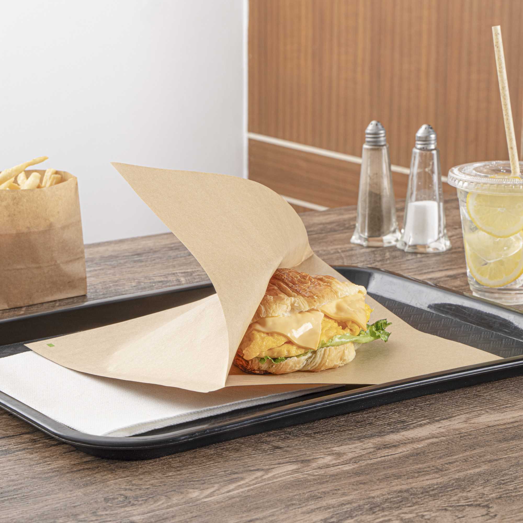 Bag Tek Kraft Paper Large Double Open Bag - Greaseproof - 10" x 9" - 100 count box