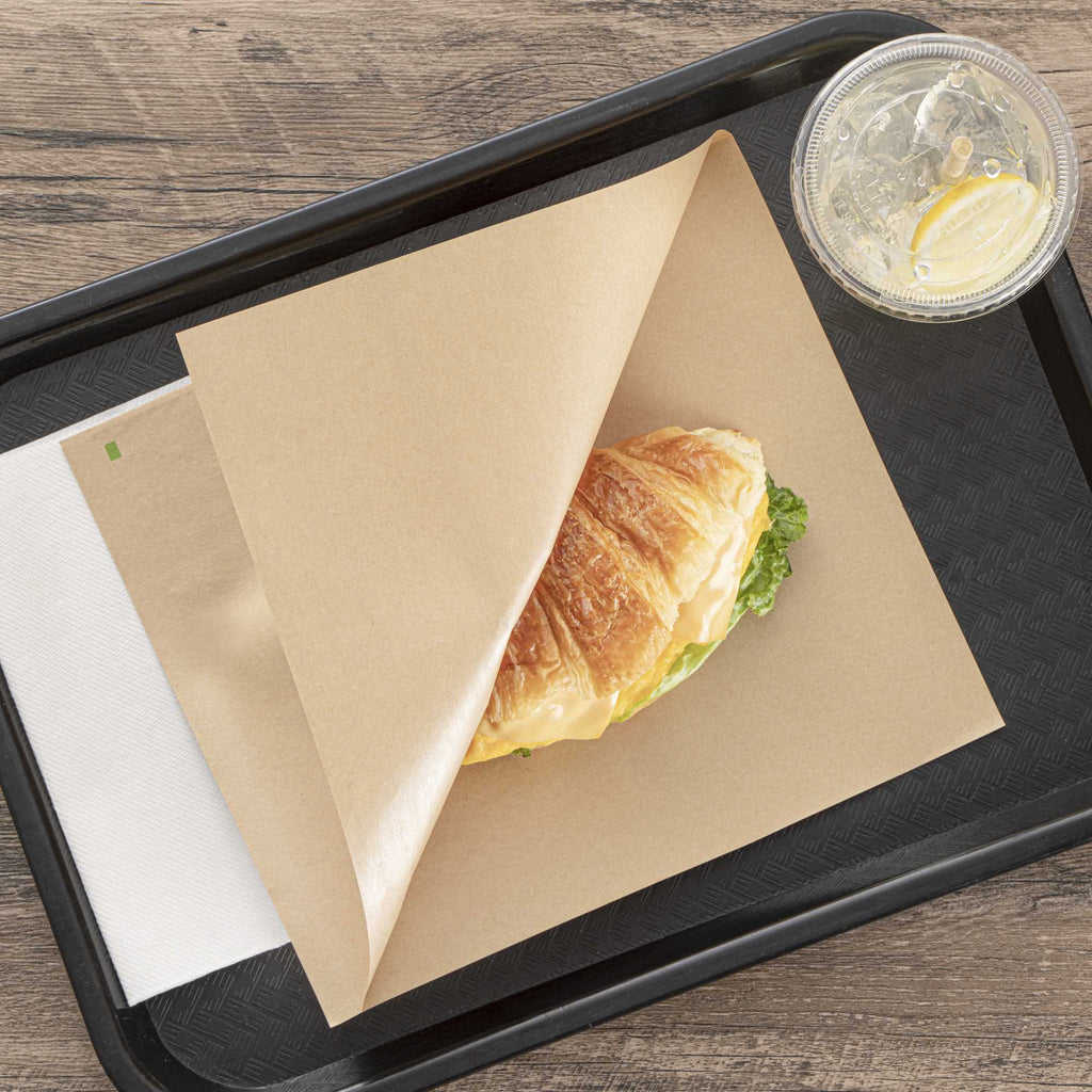 Bag Tek Kraft Paper Large Double Open Bag - Greaseproof - 10" x 9" - 100 count box