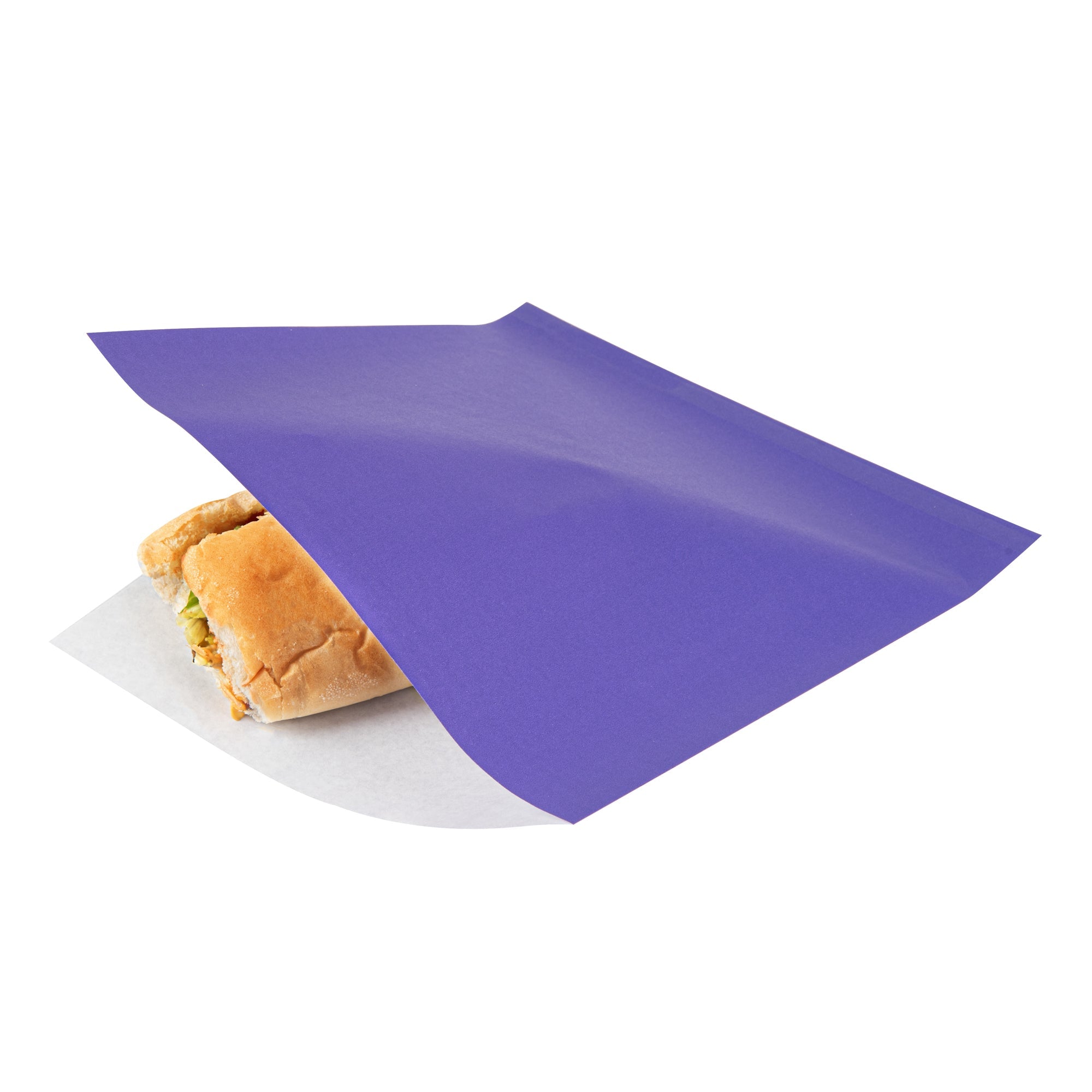 Bag Tek Purple Paper Large Double Open Bag - Greaseproof - 10" x 9" - 100 count box