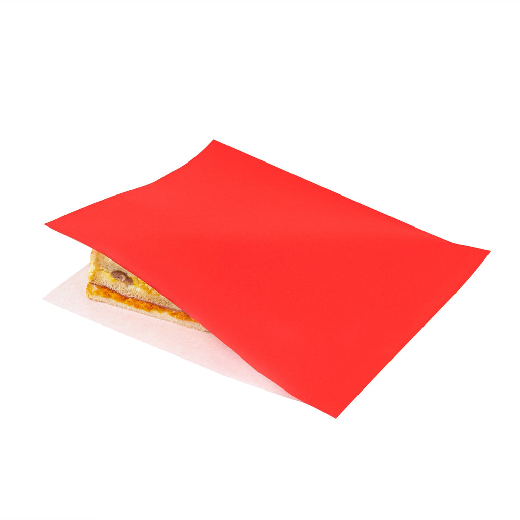 Bag Tek Red Paper Large Double Open Bag - Greaseproof - 10" x 9" - 100 count