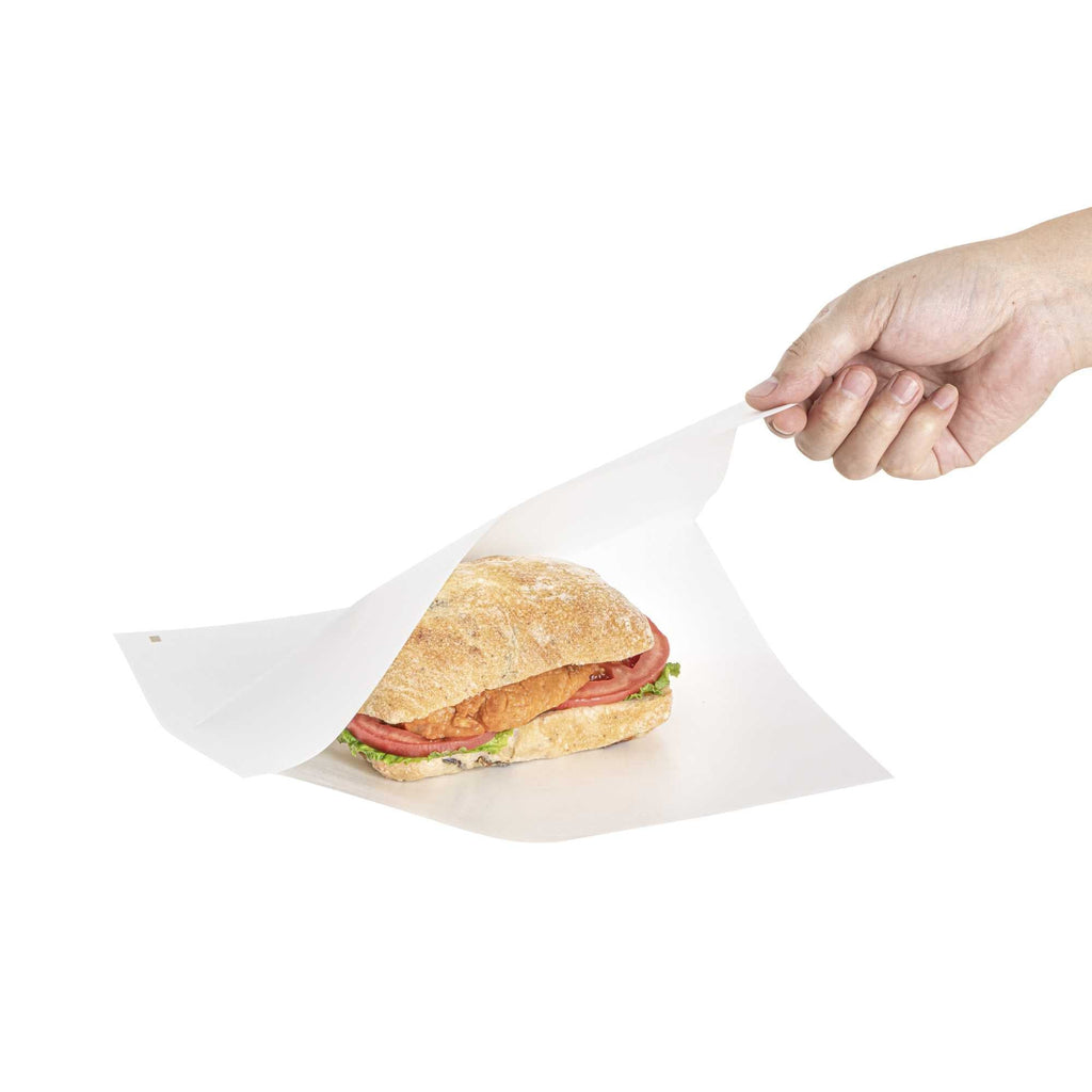 Bag Tek White Paper Large Double Open Bag - Greaseproof - 10" x 9" - 100 count box