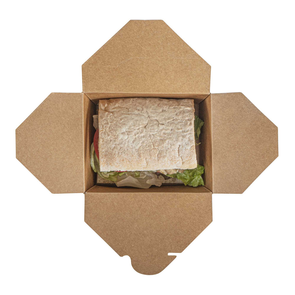 Bio Tek 30 oz Rectangle Kraft Paper Microwavable #1 Bio Box Take Out Container - 5" x 4" x 2 1/2" - 50 count box
