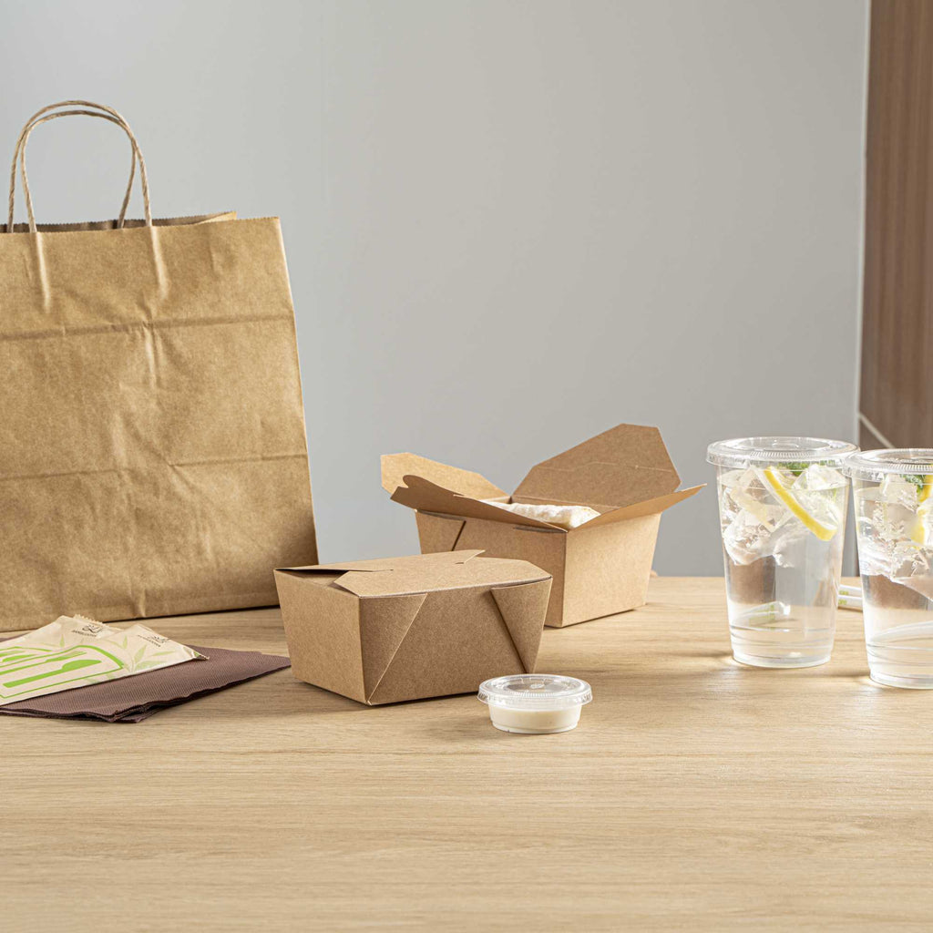 Bio Tek 30 oz Rectangle Kraft Paper Microwavable #1 Bio Box Take Out Container - 5" x 4" x 2 1/2" - 200 count box