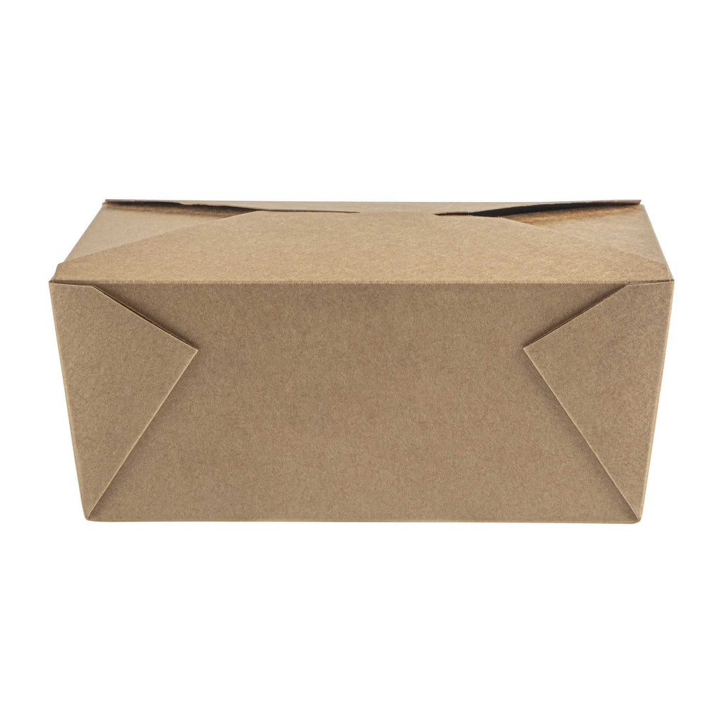 Bio Tek 98 oz Rectangle Kraft Paper Microwavable #4 Bio Box Take Out Container - 8 1/2" x 6 1/4" x 3 1/2" - 50 count box