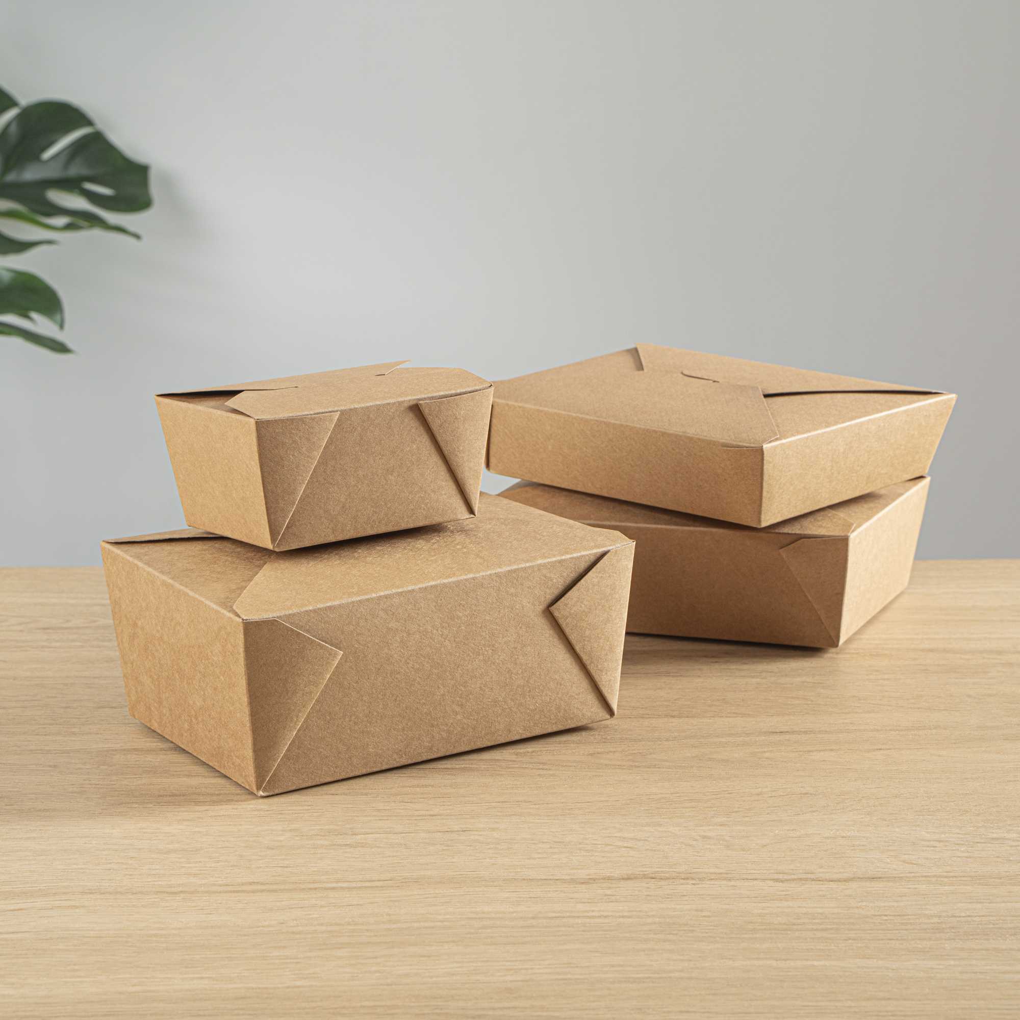 Bio Tek 98 oz Rectangle Kraft Paper Microwavable #4 Bio Box Take Out Container - 8 1/2" x 6 1/4" x 3 1/2" - 50 count box