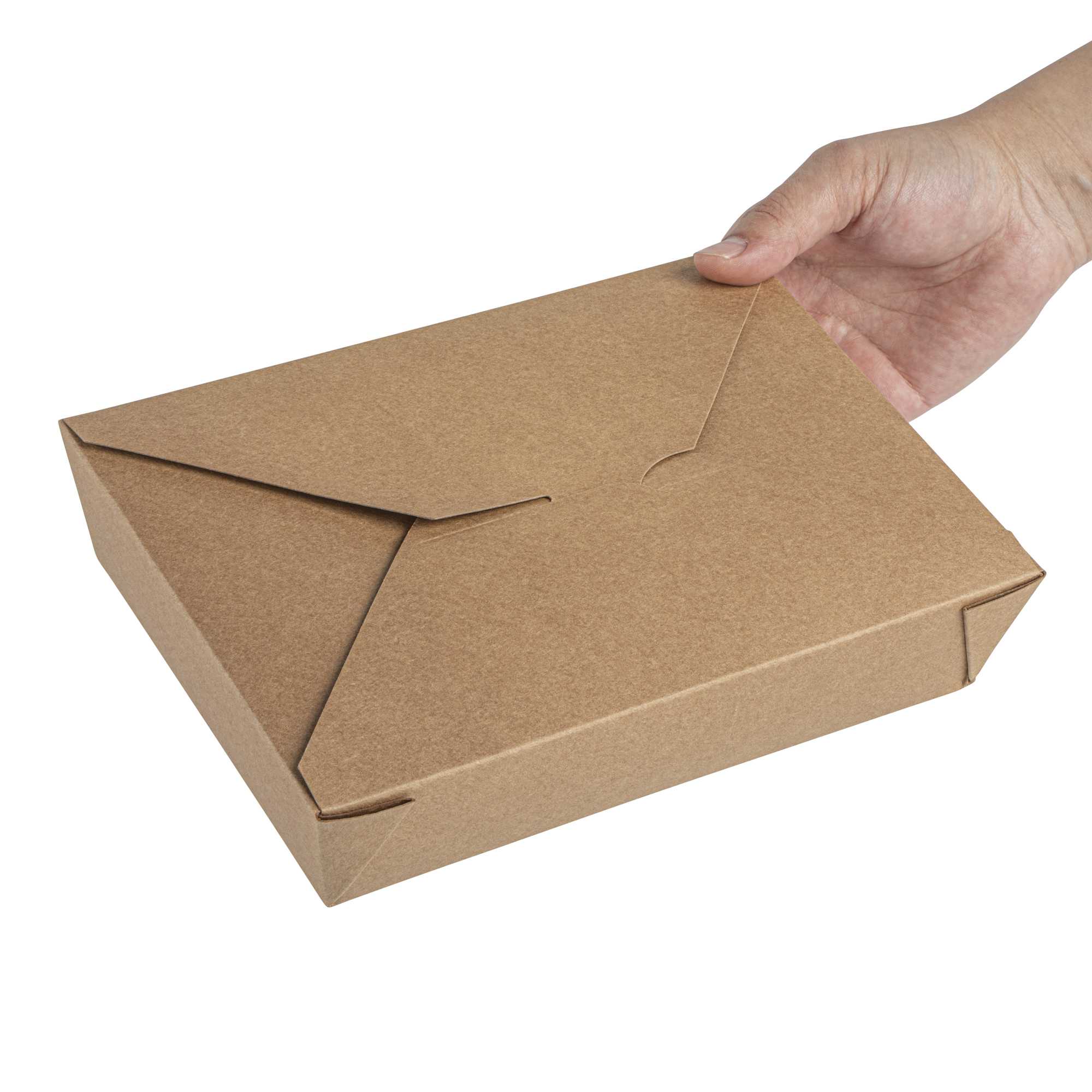 Bio Tek 49 oz Rectangle Kraft Paper Microwavable #2 Bio Box Take Out Container - 8 1/2" x 6 1/4" x 2" - 50 count box