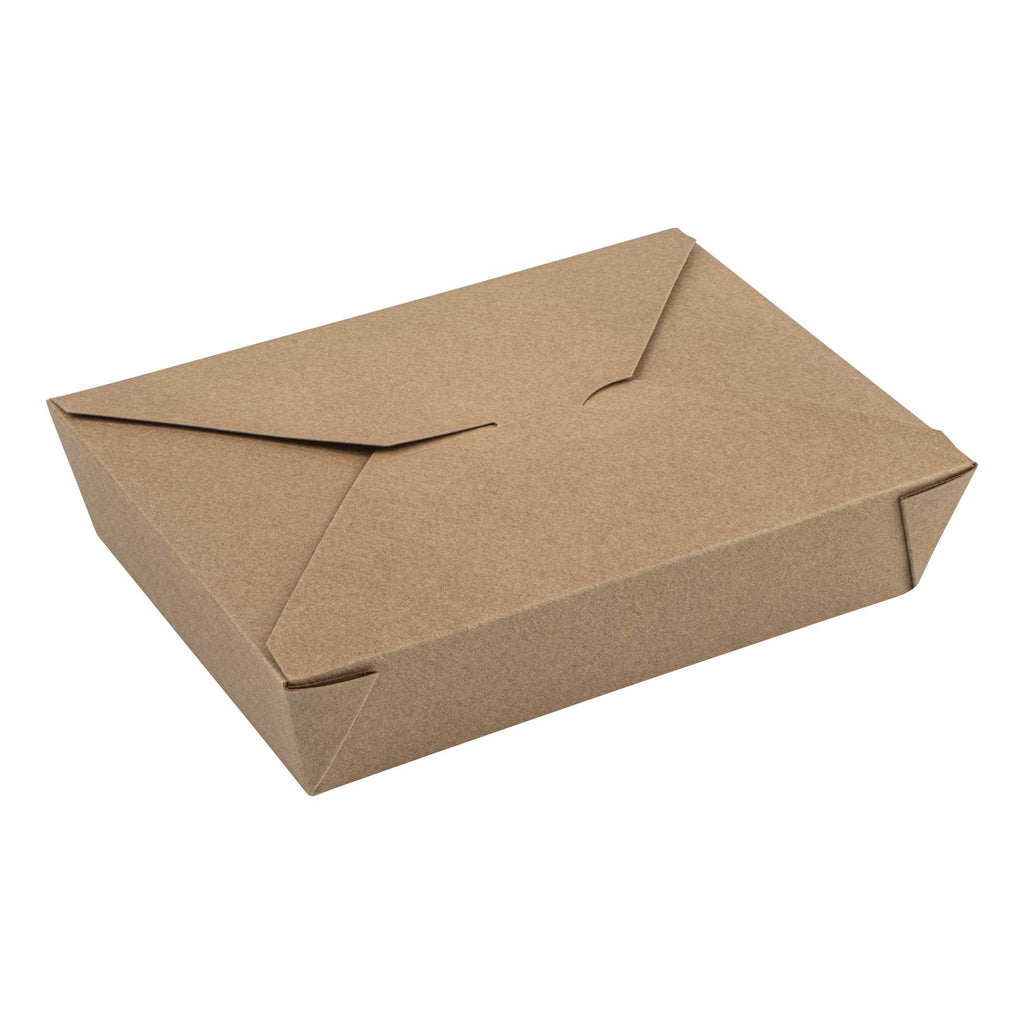 Bio Tek 49 oz Rectangle Kraft Paper Microwavable #2 Bio Box Take Out Container - 8 1/2" x 6 1/4" x 2" - 50 count box