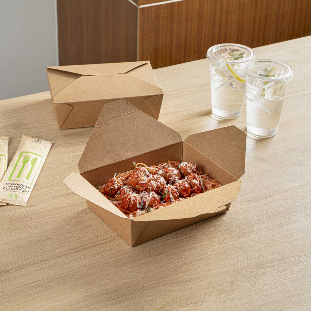 Bio Tek 71 oz Rectangle Kraft Paper Microwavable #3 Bio Box Take Out Container - 8 1/2" x 6 1/4" x 2 1/2" - 200 count box