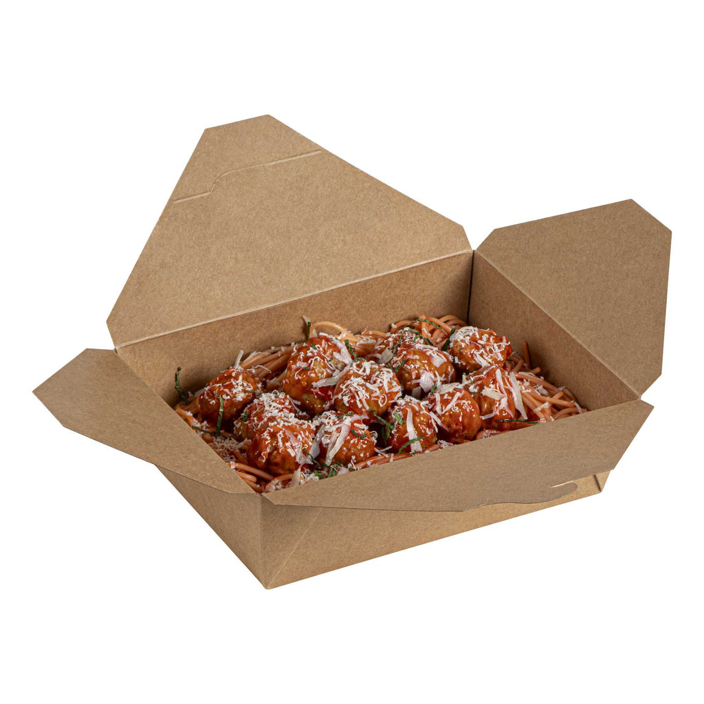 Bio Tek 71 oz Rectangle Kraft Paper Microwavable #3 Bio Box Take Out Container - 8 1/2" x 6 1/4" x 2 1/2" - 50 count box
