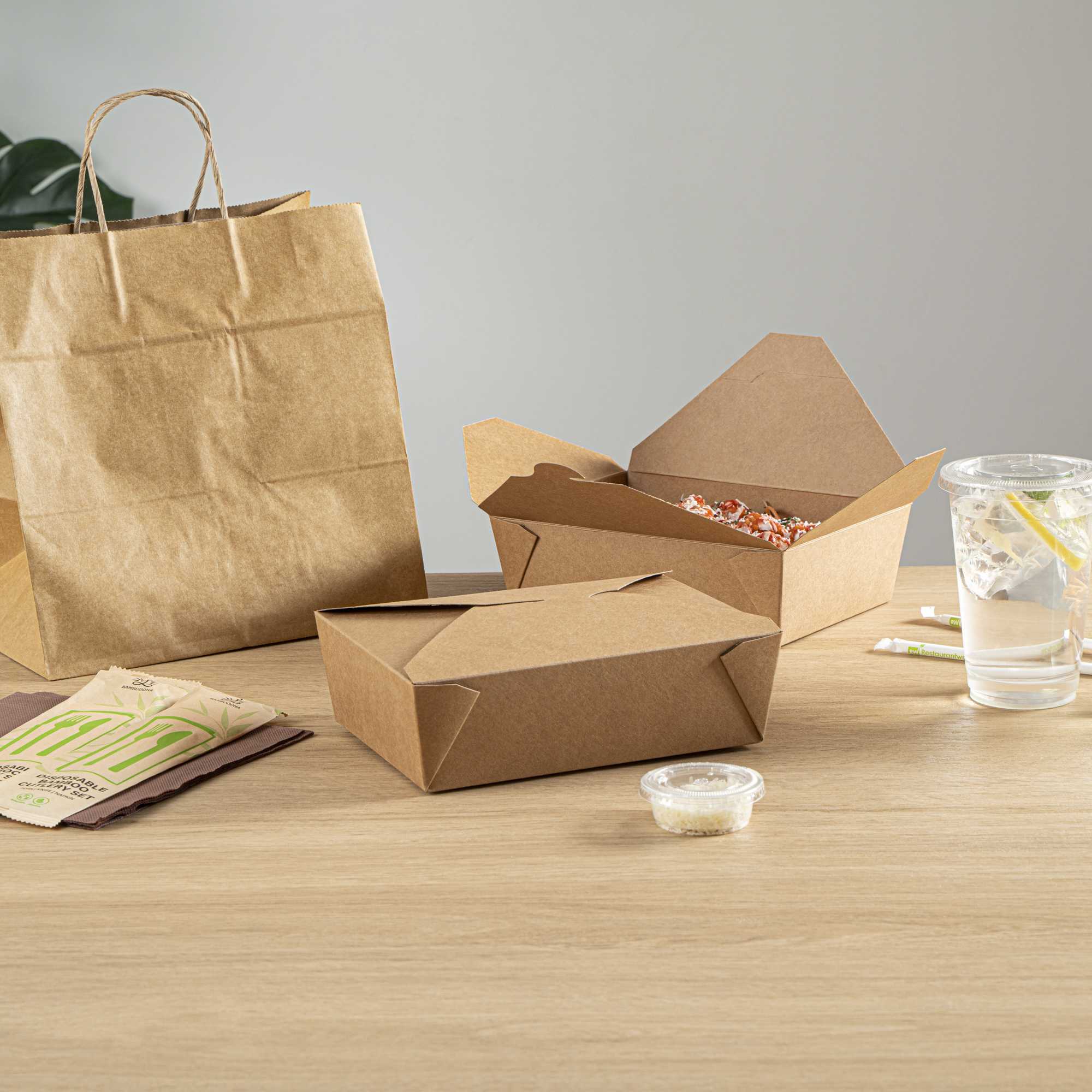 Bio Tek 71 oz Rectangle Kraft Paper Microwavable #3 Bio Box Take Out Container - 8 1/2" x 6 1/4" x 2 1/2" - 200 count box