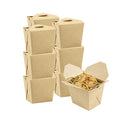 Bio Tek 16 oz Square Kraft Paper Microwavable Noodle Take Out Container - 3 1/2" x 3" x 3 1/4" - 25 count box