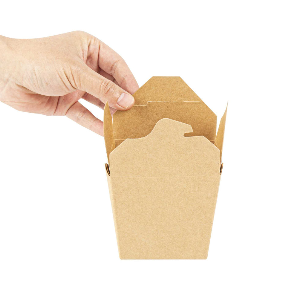 Bio Tek 16 oz Square Kraft Paper Microwavable Noodle Take Out Container - 3 1/2" x 3" x 3 1/4" - 25 count box