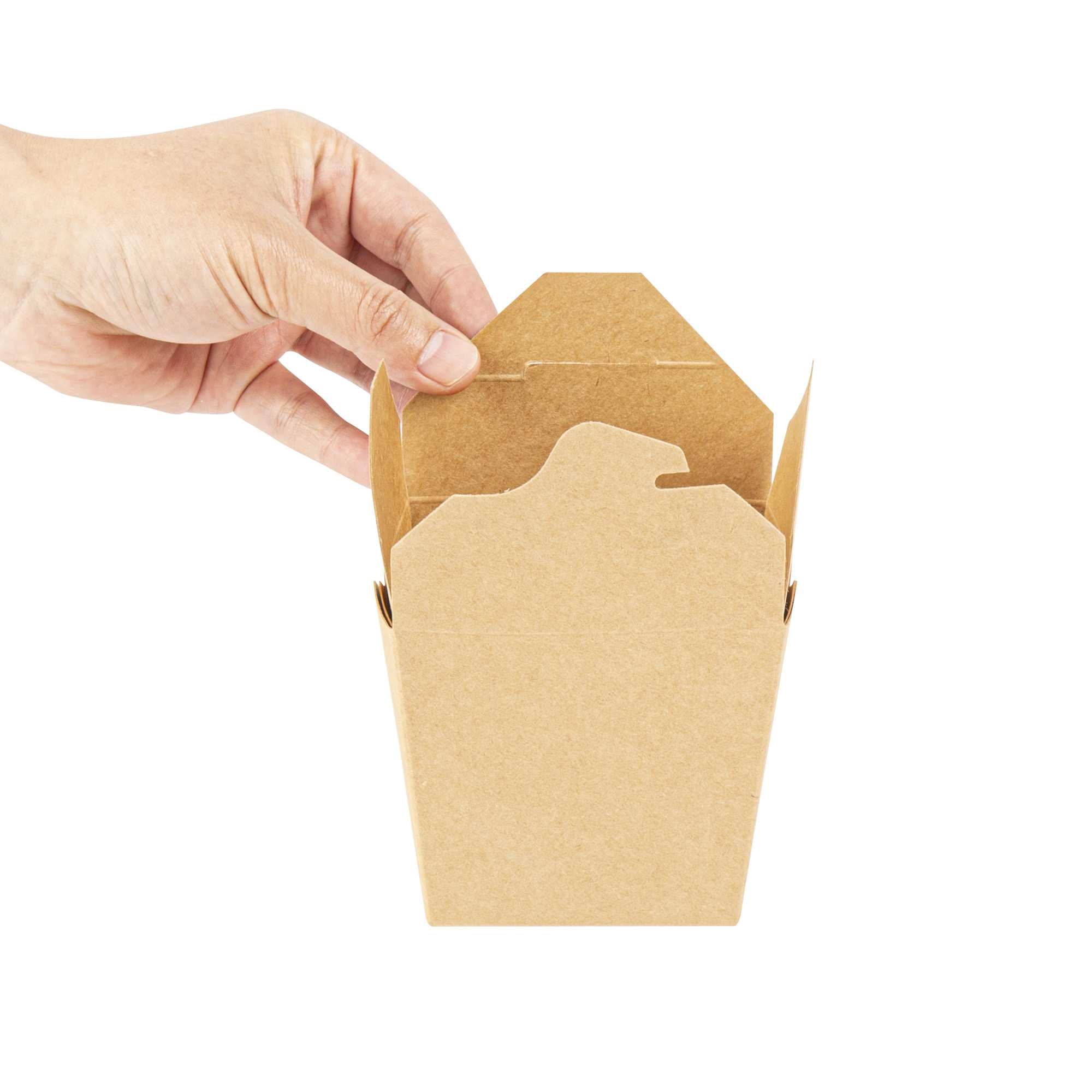 Bio Tek 16 oz Square Kraft Paper Microwavable Noodle Take Out Container - 3 1/2" x 3" x 3 1/4" - 25 count box