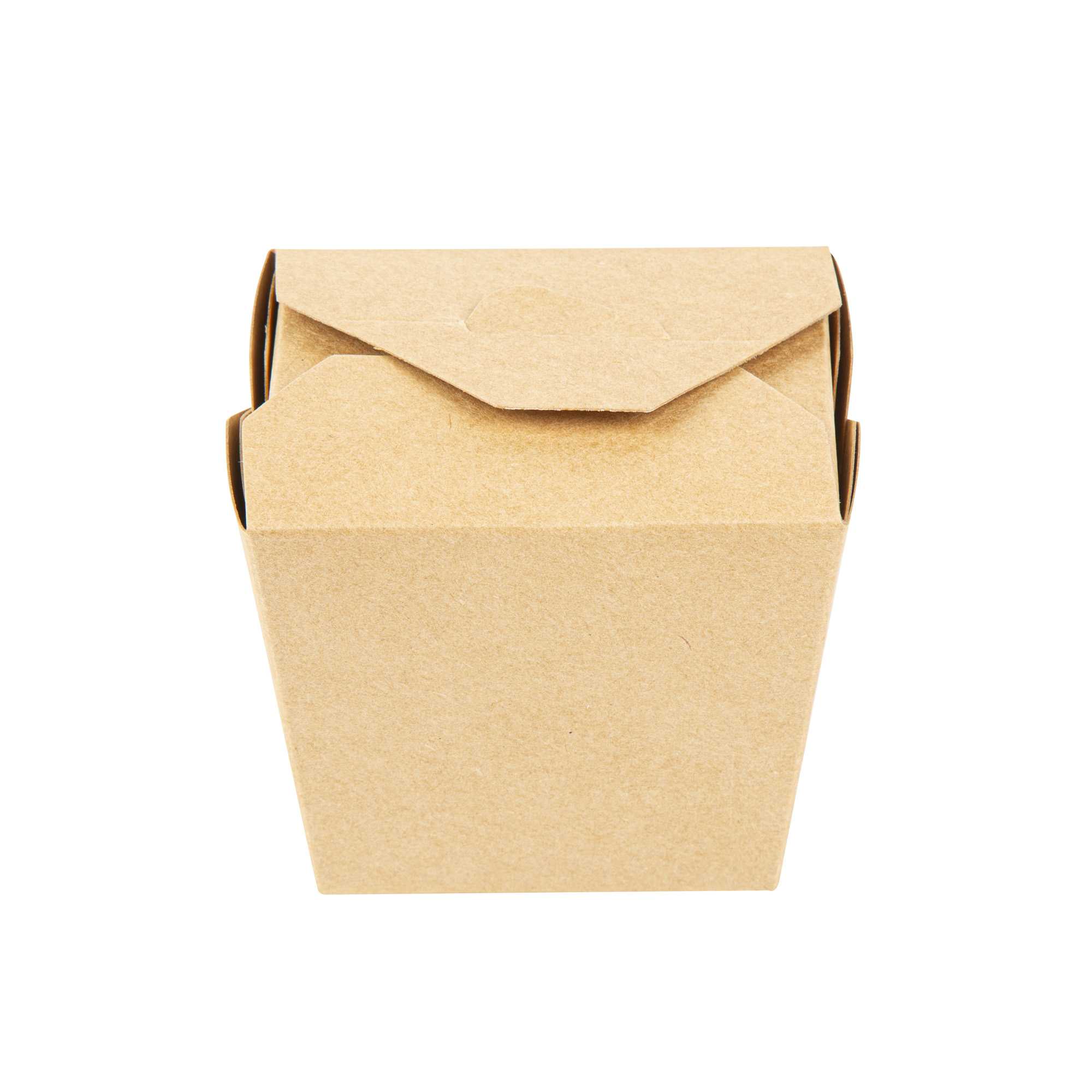 Bio Tek 16 oz Square Kraft Paper Microwavable Noodle Take Out Container - 3 1/2" x 3" x 3 1/4" - 25 count box