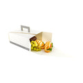 Cater Tek Rectangle White and Gray Paper Deep Take Out Container - with Handle - 9" x 7" x 4" - 100 count box
