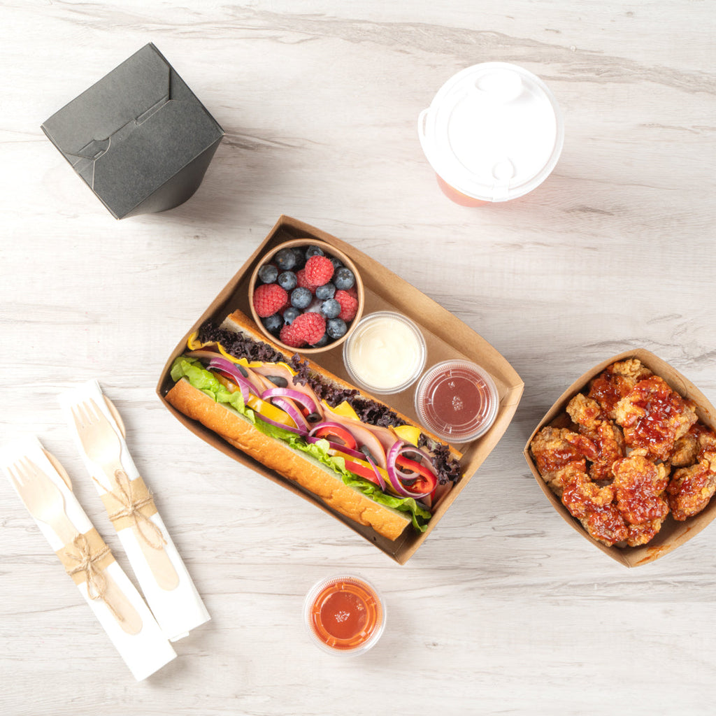 Bio Tek Rectangle Black Paper Sandwich / Burger Open Tray - 8 1/2" x 6" x 3 1/2" - 100 count box