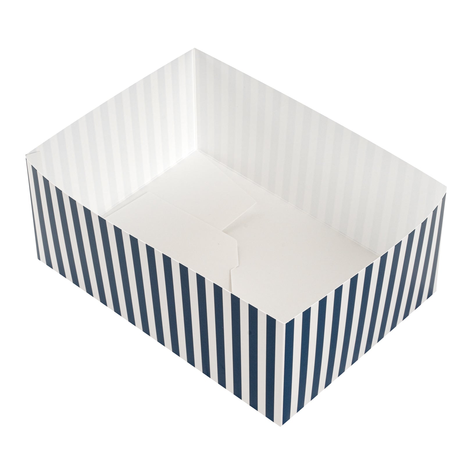 Bio Tek Rectangle Blue and White Stripe Paper Sandwich / Burger Open Tray - 8 1/2" x 6" x 3 1/2" - 100 count box