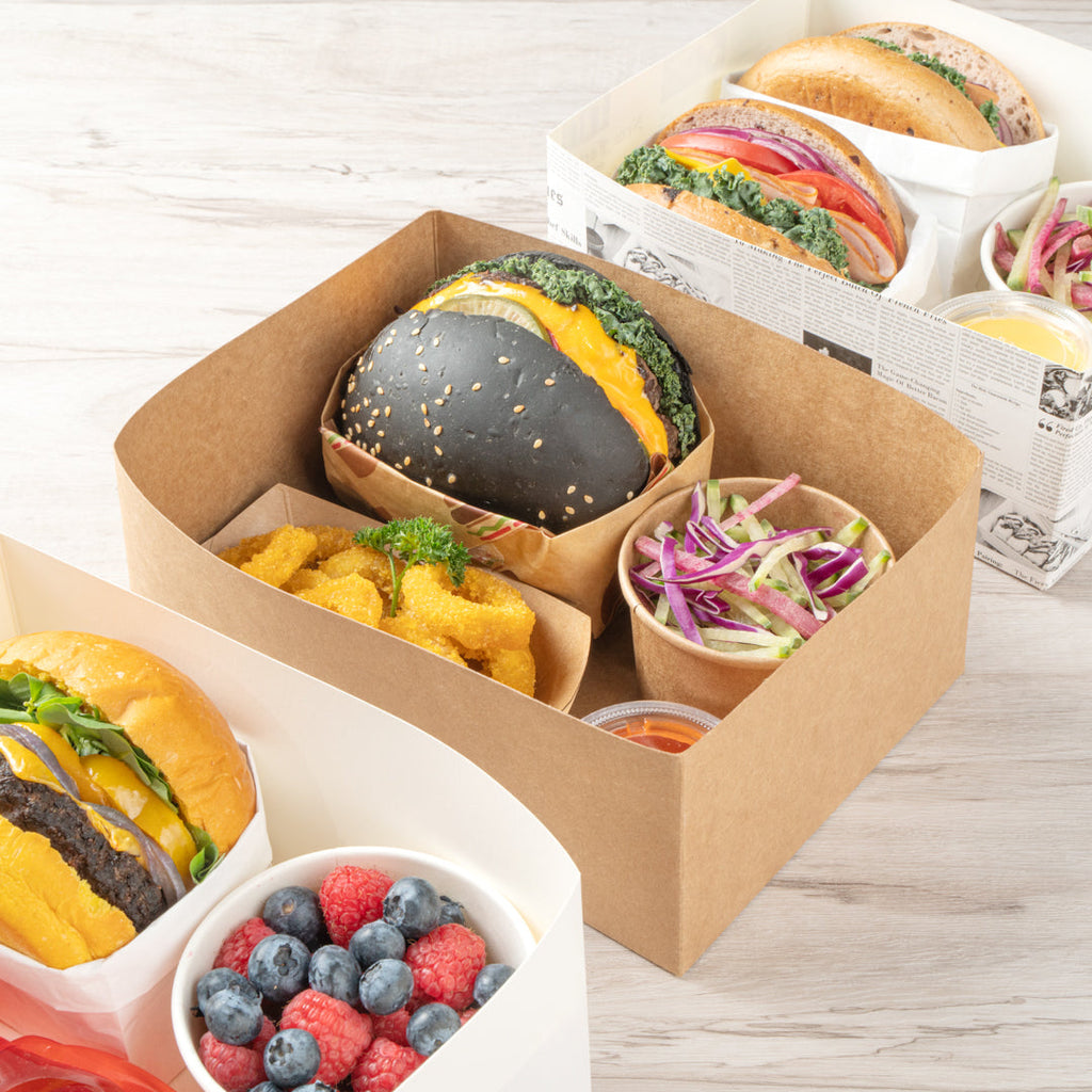 Bio Tek Rectangle Kraft Paper Sandwich / Burger Open Tray - 8 1/2" x 6" x 3 1/2" - 100 count box