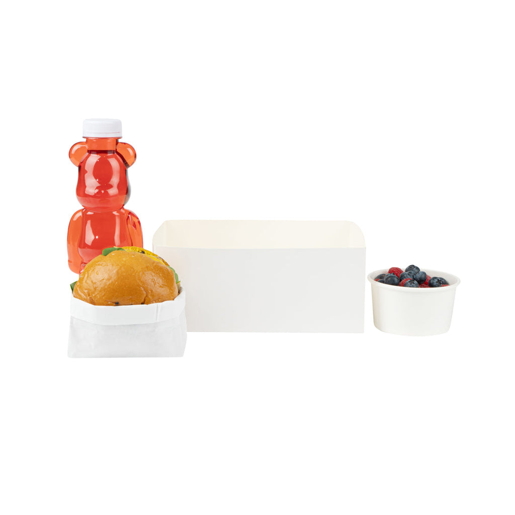 Bio Tek Rectangle White Paper Sandwich / Burger Open Tray - 8 1/2" x 6" x 3 1/2" - 100 count box