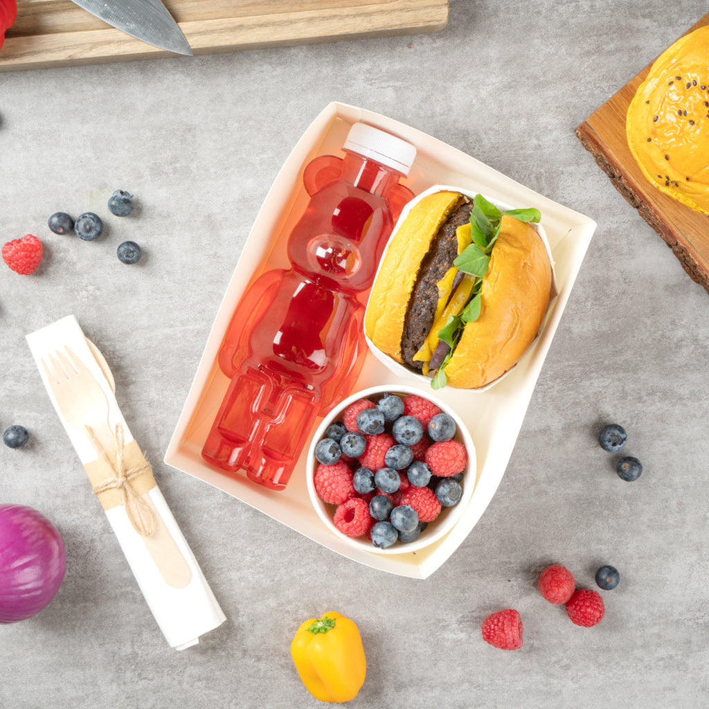 Bio Tek Rectangle White Paper Sandwich / Burger Open Tray - 8 1/2" x 6" x 3 1/2" - 100 count box