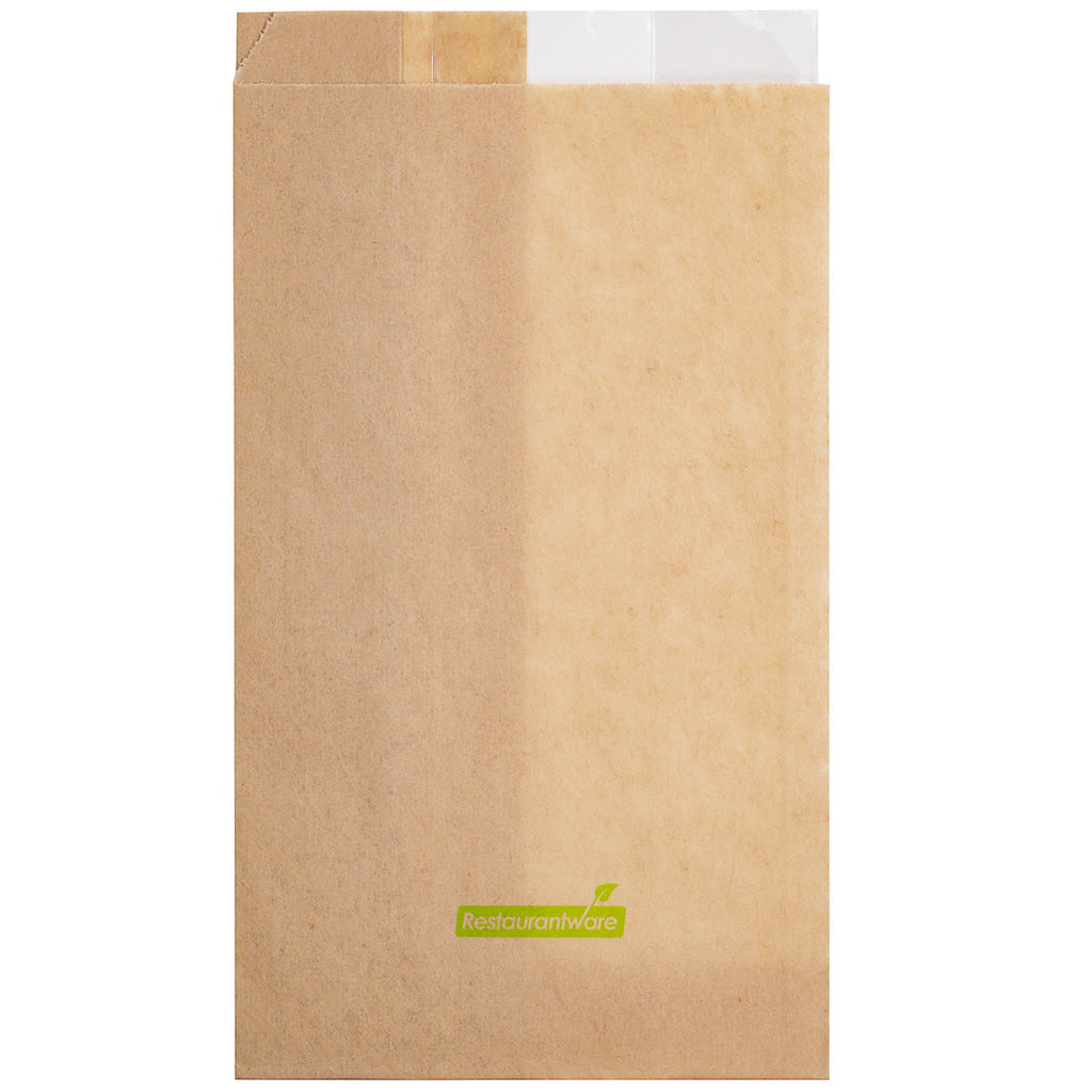 Bag Tek Kraft Paper Small Bread Bag - with Side Window - 4 3/4" x 2 3/4" x 8 1/2" - 100 count box