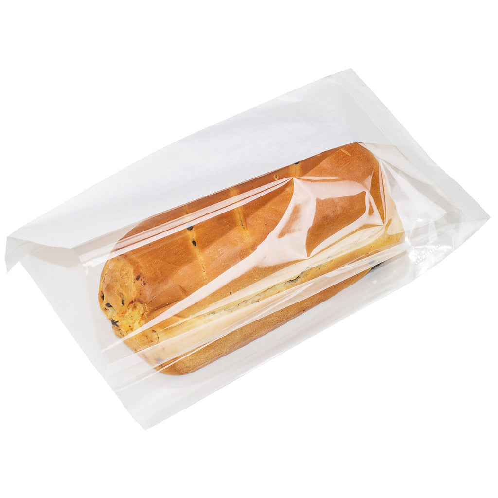 Bag Tek White Paper Large Bread Bag - Side Window - 6" x 2 3/4" x 11 1/2" - 100 count box