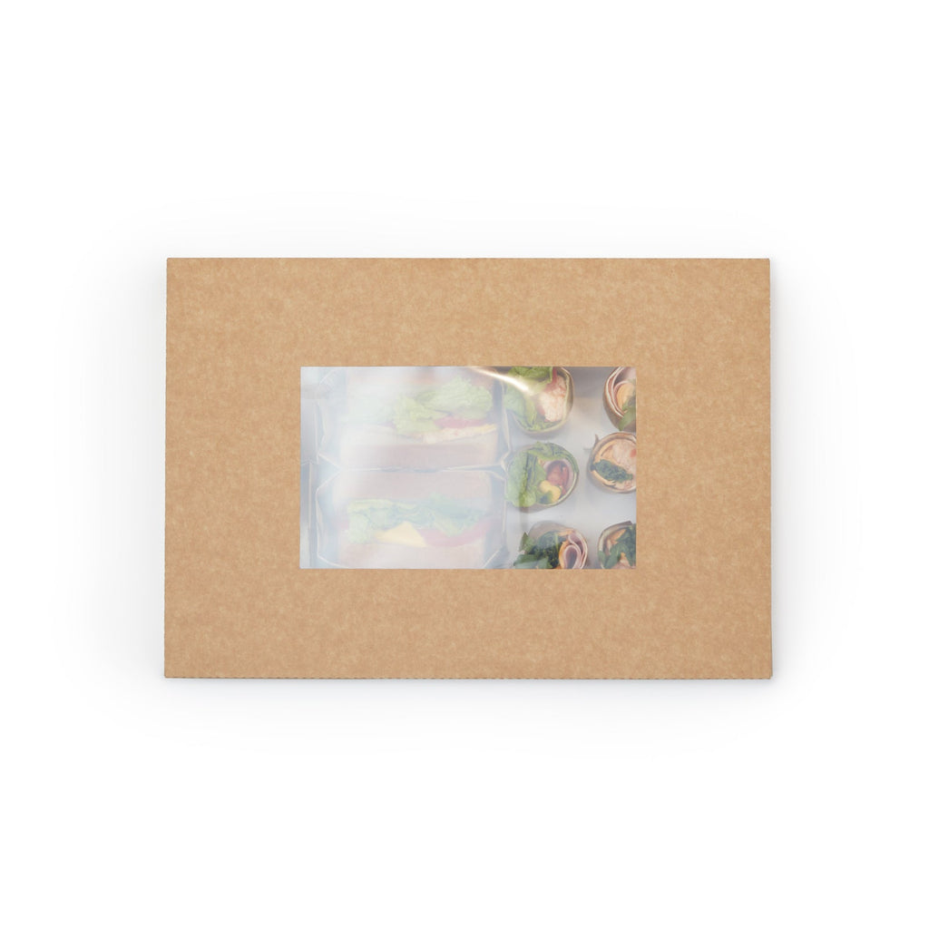 Slide Tek Rectangle Kraft Paper Catering Tray - with Window - 17 3/4" x 12 1/4" x 3 1/4" - 10 count box