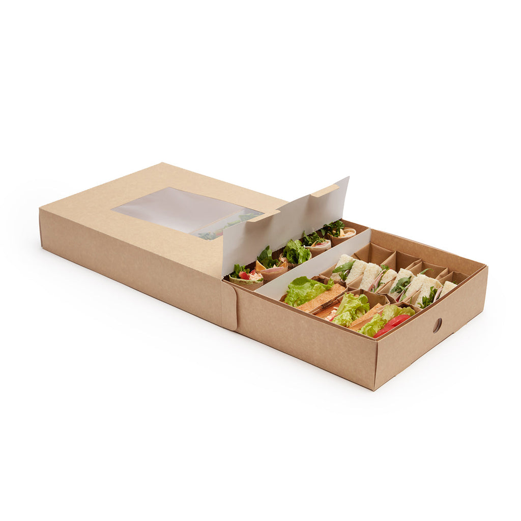 Slide Tek Rectangle Kraft Paper Medium Insert - Fits Catering Tray - 12" x 8 3/4" x 3 1/4" - 10 count box