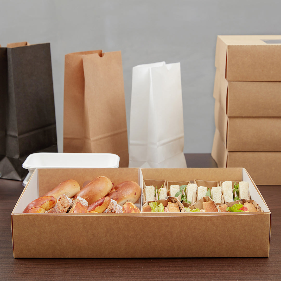 Slide Tek Rectangle Kraft Paper Medium Insert - Fits Catering Tray - 12" x 8 3/4" x 3 1/4" - 10 count box