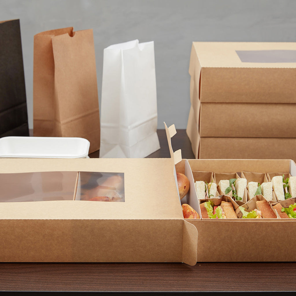 Slide Tek Rectangle Kraft Paper Medium Insert - Fits Catering Tray - 12" x 8 3/4" x 3 1/4" - 10 count box
