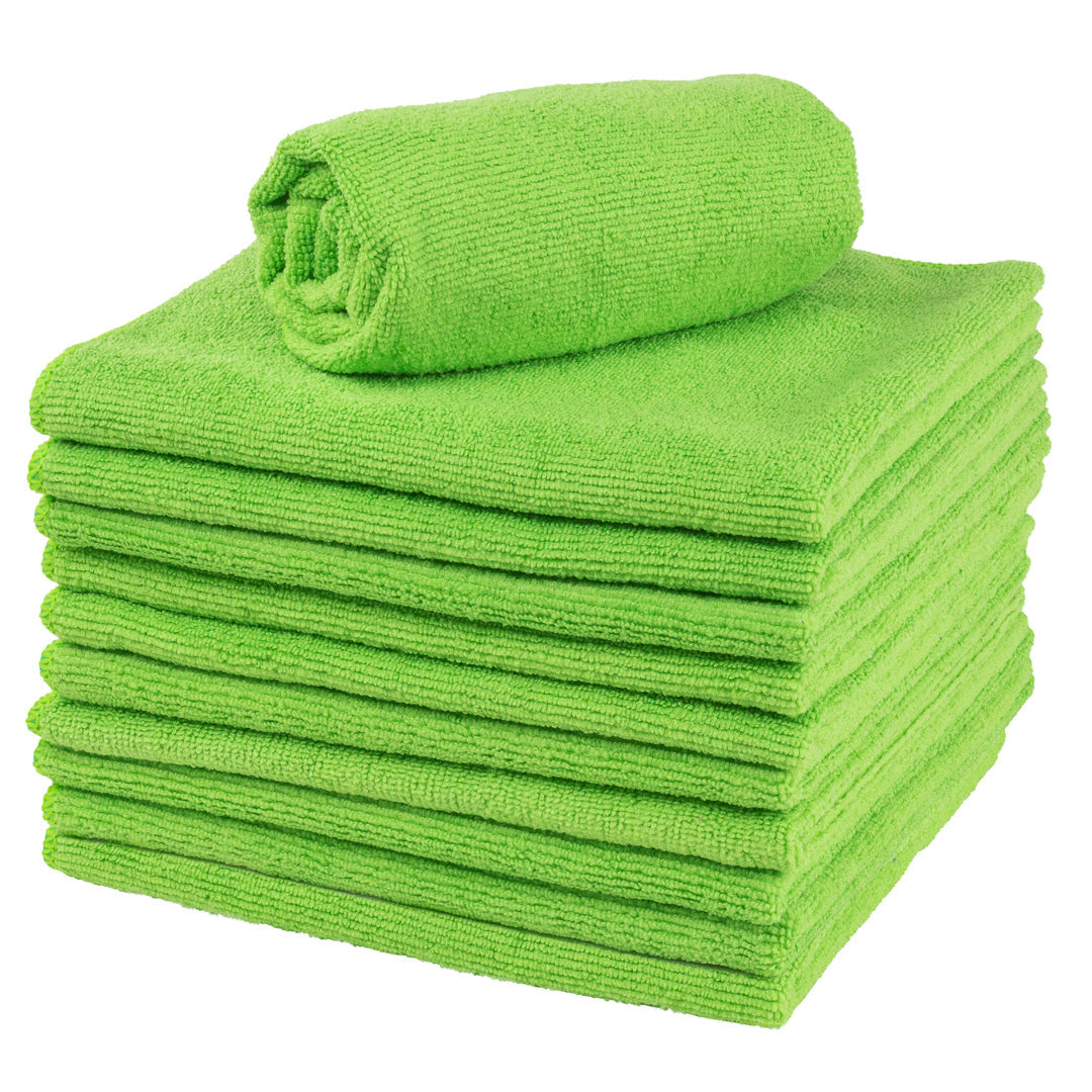 Clean Tek Professional Green Microfiber Cleaning Cloth - 16" x 16" - 10 count box
