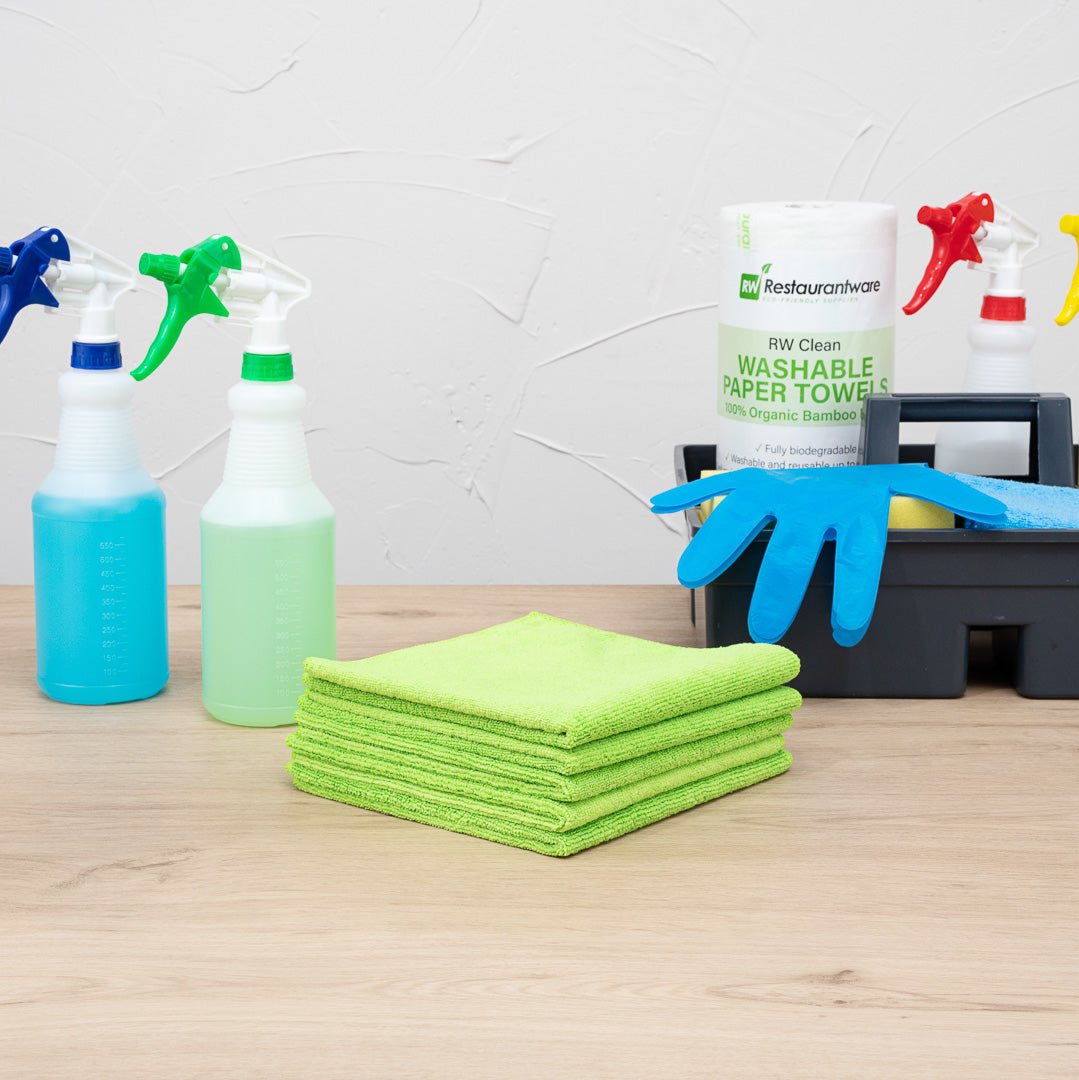 Clean Tek Professional Green Microfiber Cleaning Cloth - 16" x 16" - 100 count box