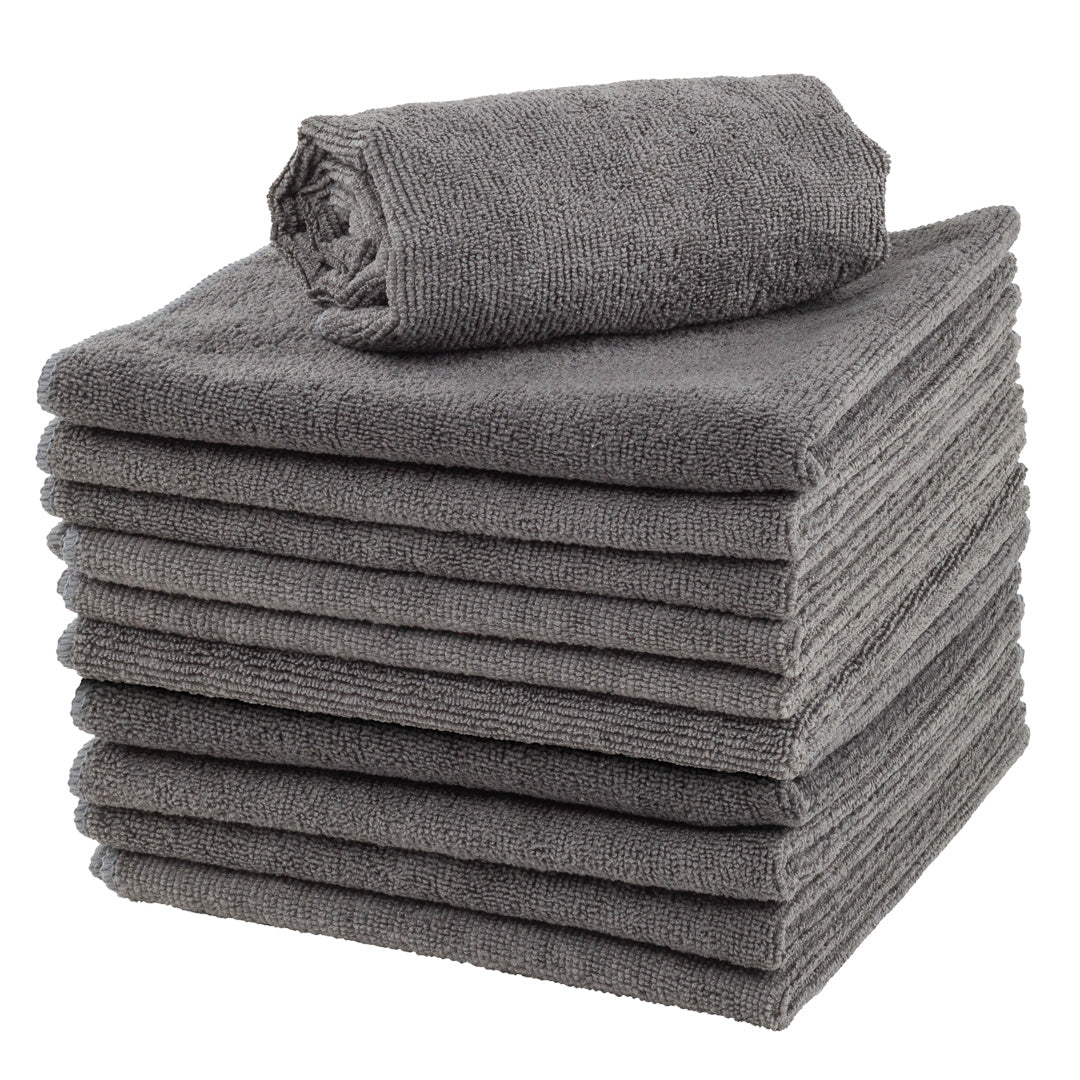 Clean Tek Professional Gray Microfiber Cleaning Cloth - 16" x 16" - 10 count box