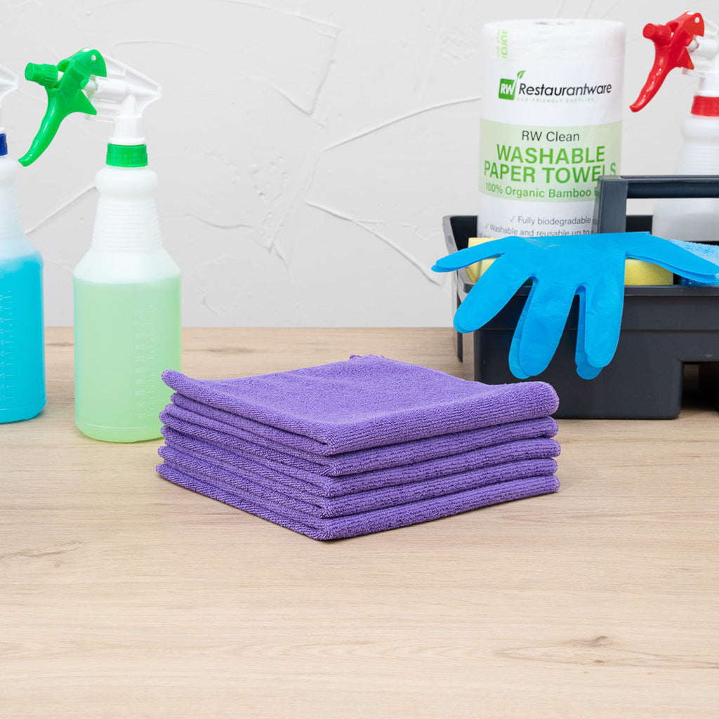 Clean Tek Professional Purple Microfiber Cleaning Cloth - 16" x 16" - 10 count box