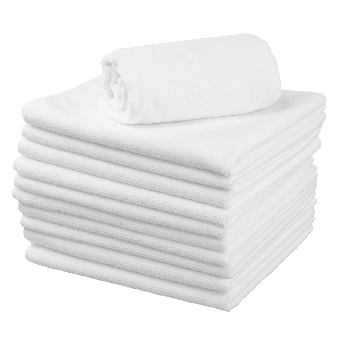 Clean Tek Professional White Microfiber Cleaning Cloth - 16" x 16" - 10 count box