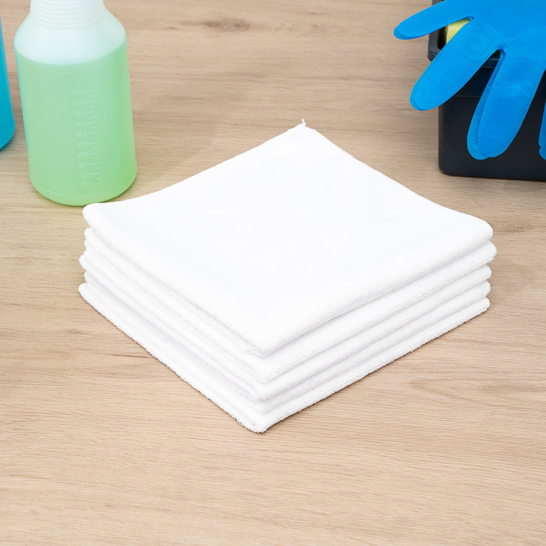 Clean Tek Professional White Microfiber Cleaning Cloth - 16" x 16" - 100 count box