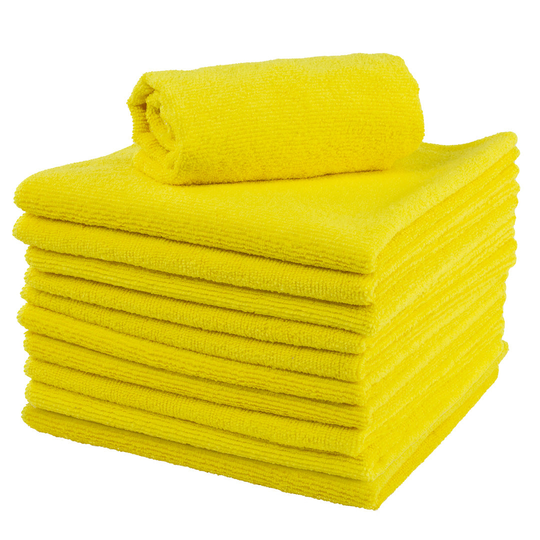 Clean Tek Professional Yellow Microfiber Cleaning Cloth - 16" x 16" - 10 count box