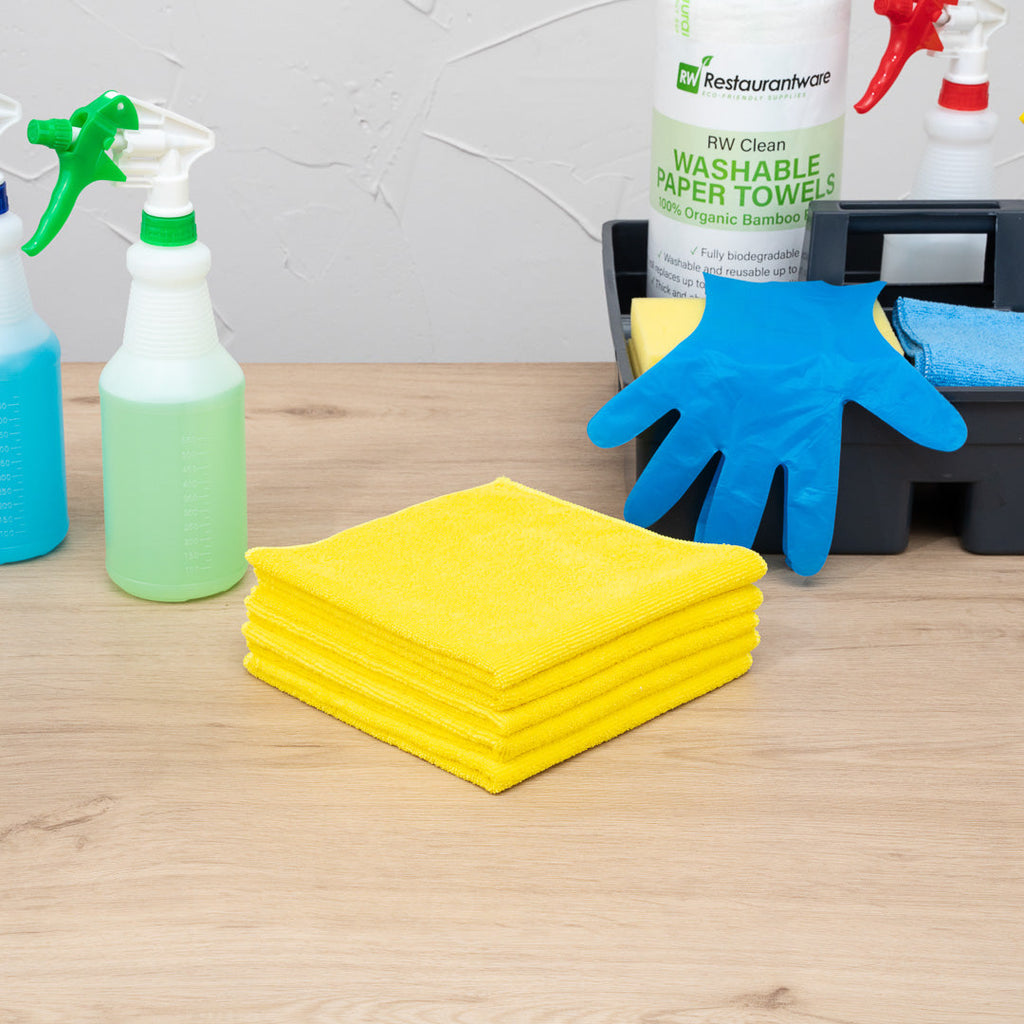 Clean Tek Professional Yellow Microfiber Cleaning Cloth - 16" x 16" - 100 count box