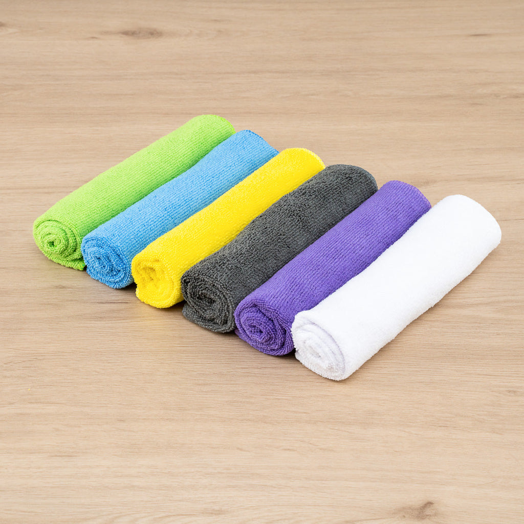 Clean Tek Professional Microfiber Cleaning Cloth - 6 Colors - 16" x 16" - 60 count box