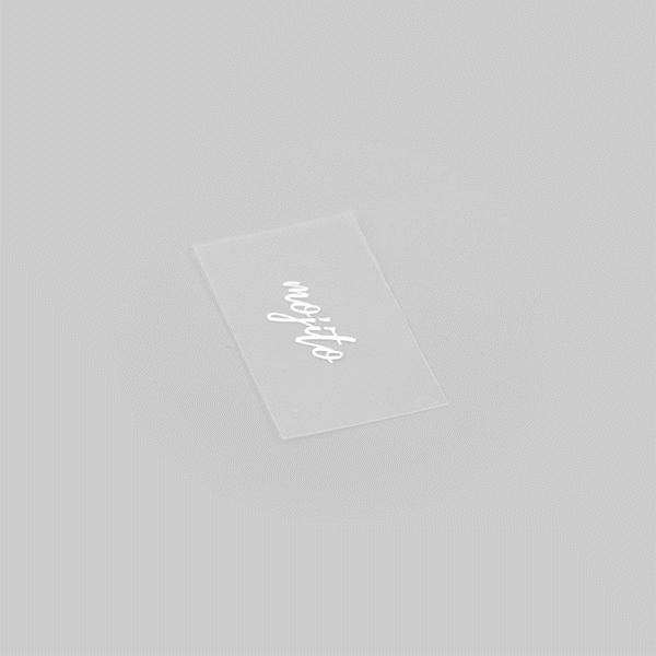 Label Tek Plastic Mojito Label - Clear with White Font, Water-Resistant - 2" x 1" - 100 count box