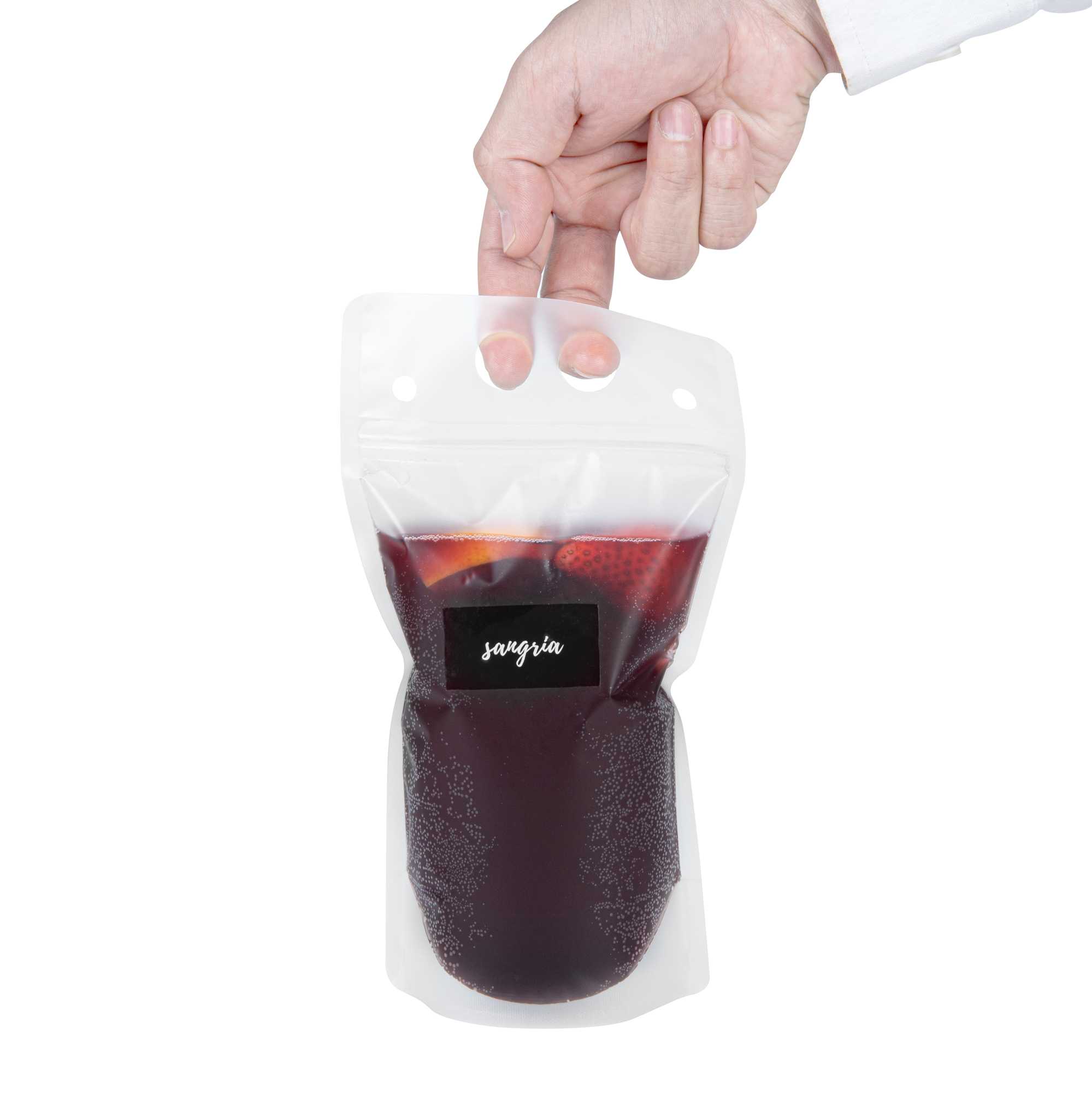 Label Tek Plastic Sangria Label - Clear with White Font, Water-Resistant - 2" x 1" - 100 count box
