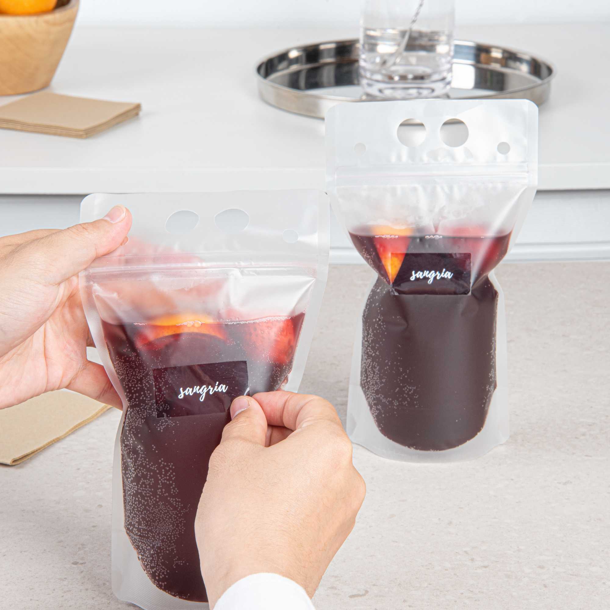 Label Tek Plastic Sangria Label - Clear with White Font, Water-Resistant - 2" x 1" - 100 count box