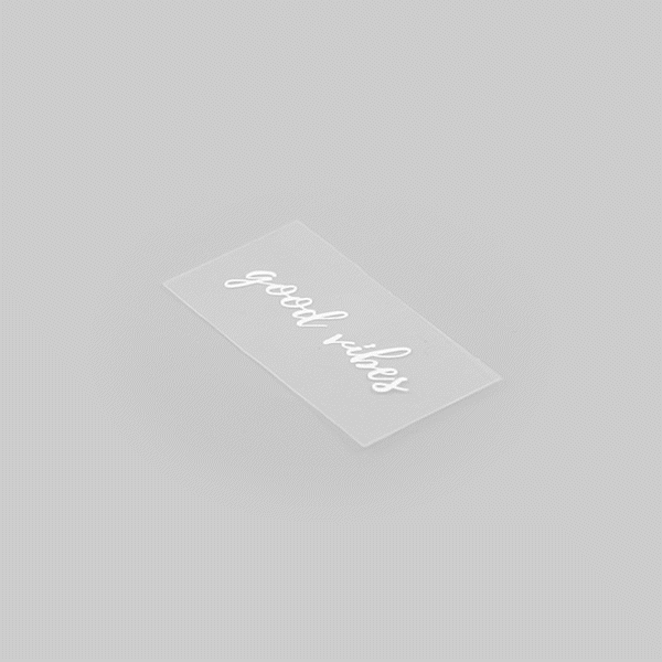 Label Tek Plastic Good Vibes Label - Clear with White Font, Water-Resistant - 2" x 1" - 100 count box