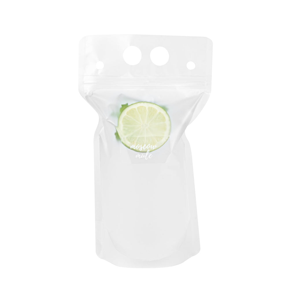 Label Tek Plastic Moscow Mule Label - Clear with White Font, Water-Resistant - 2" x 1" - 100 count box
