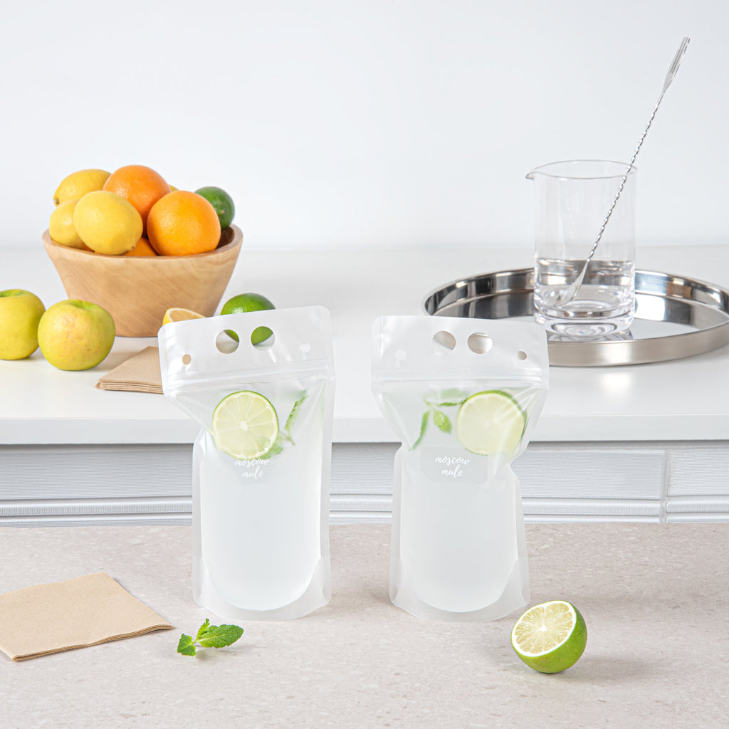 Label Tek Plastic Moscow Mule Label - Clear with White Font, Water-Resistant - 2" x 1" - 100 count box