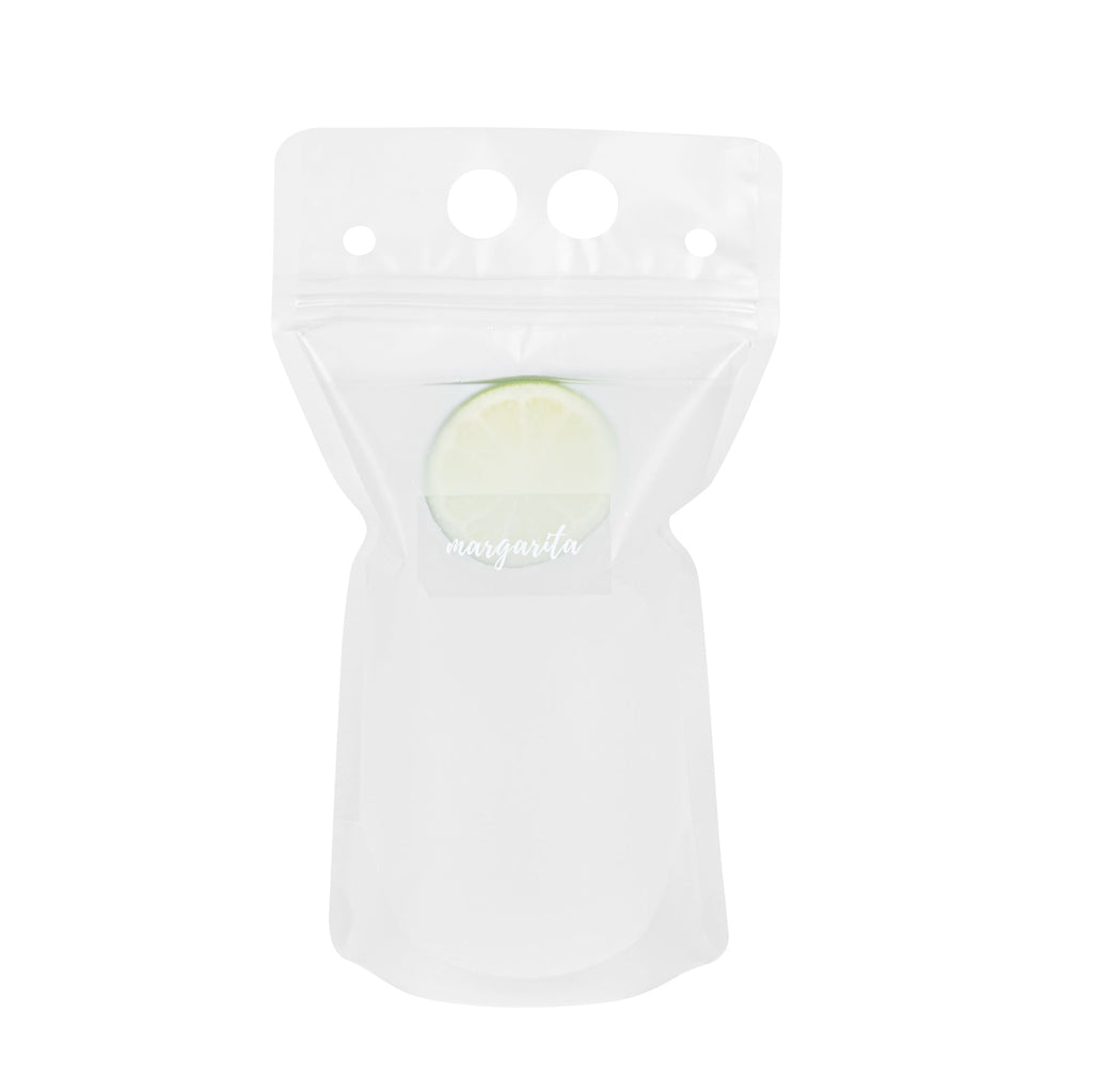 Label Tek Plastic Margarita Label - Clear with White Font, Water-Resistant - 2" x 1" - 100 count box