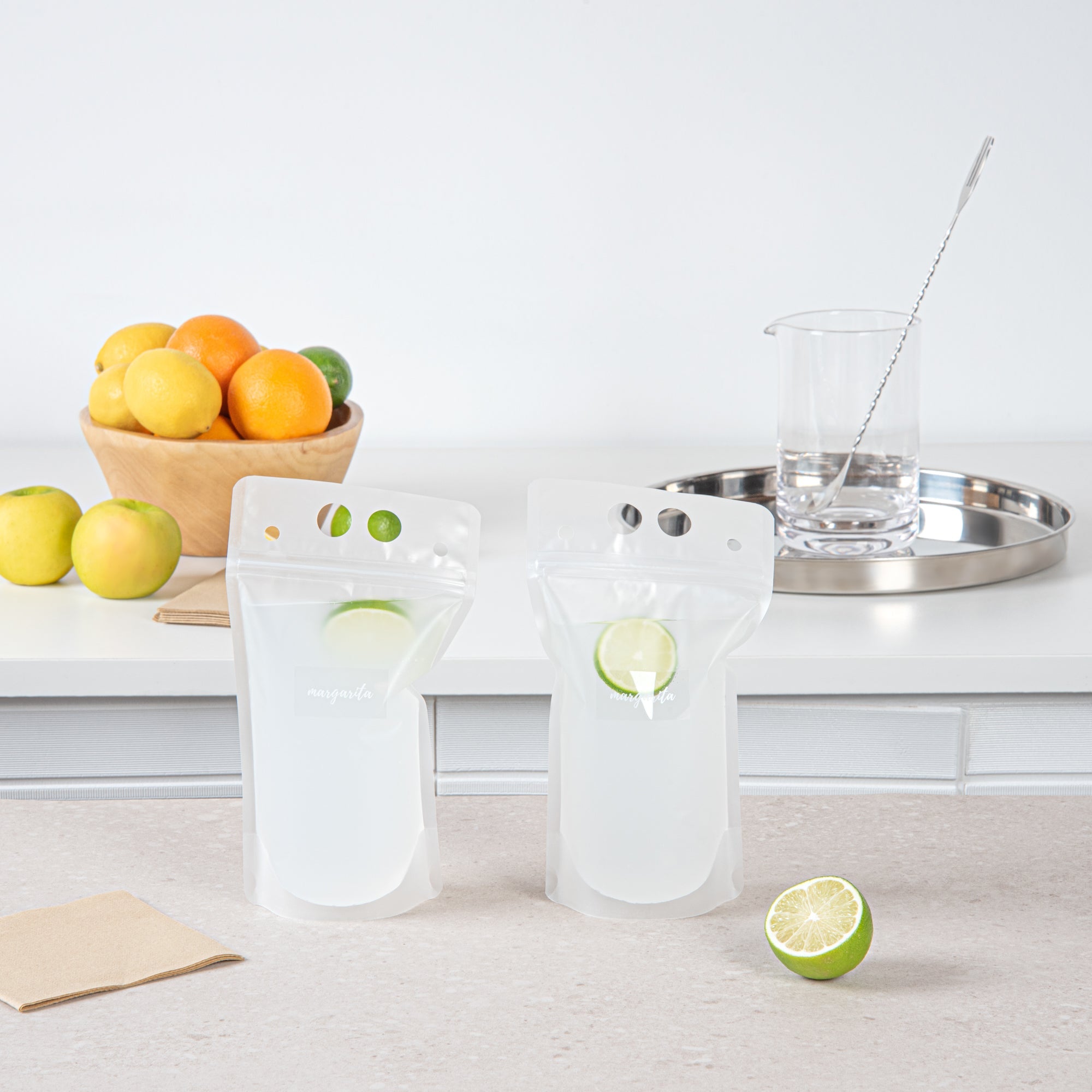 Label Tek Plastic Margarita Label - Clear with White Font, Water-Resistant - 2" x 1" - 100 count box